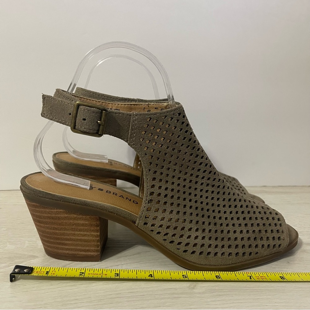 Lucky Brand LP-Bertel Women's 8M Grey Leather Heel Sandals Sling Back Shoes - Picture 5 of 8